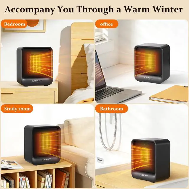 Alt view image 7 of 7 - Space Heater, Portable Mini Heater for Indoor Use, 500W Fast Heating Small Desk Heater with Overheating & Tip-Over Protection, Lightweight Electric Heaters for Office, Home, CampingBlack