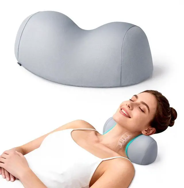 Main image of Small Neck Stretcher Pillow for Pain Relief, Soft Cervical Traction Device Neck Mild Support Pillow Memory Foam Cervical Neck Orthopedic Pillow for Tension Muscle Relax Relief (Grey)