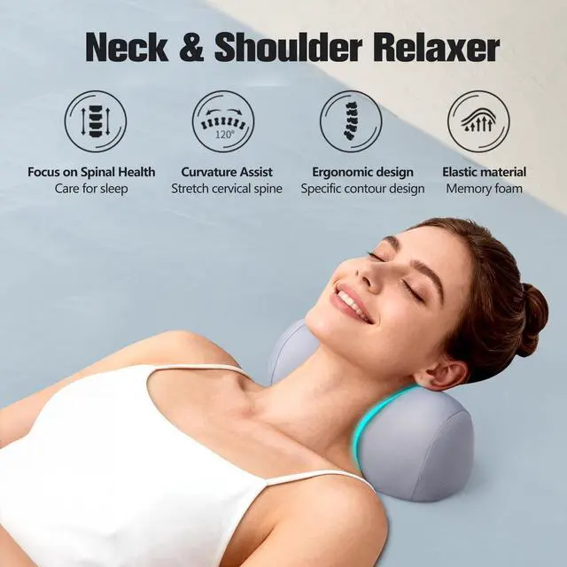 Alt view image 3 of 7 - Small Neck Stretcher Pillow for Pain Relief, Soft Cervical Traction Device Neck Mild Support Pillow Memory Foam Cervical Neck Orthopedic Pillow for Tension Muscle Relax Relief (Grey)