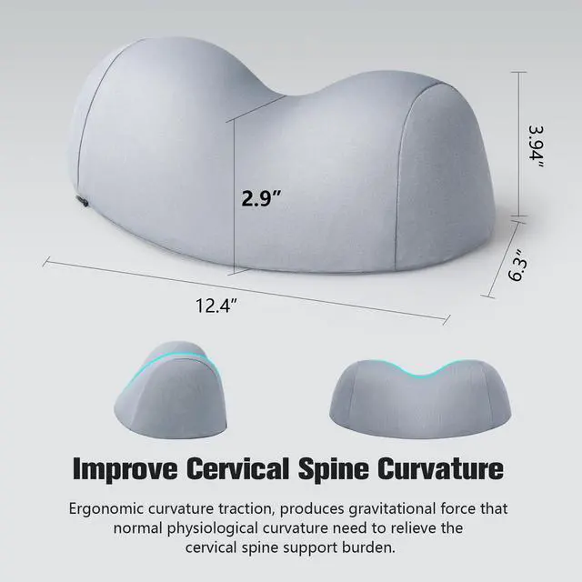 Alt view image 4 of 7 - Small Neck Stretcher Pillow for Pain Relief, Soft Cervical Traction Device Neck Mild Support Pillow Memory Foam Cervical Neck Orthopedic Pillow for Tension Muscle Relax Relief (Grey)