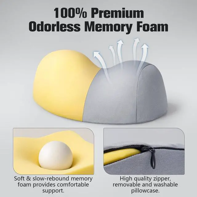 Alt view image 6 of 7 - Small Neck Stretcher Pillow for Pain Relief, Soft Cervical Traction Device Neck Mild Support Pillow Memory Foam Cervical Neck Orthopedic Pillow for Tension Muscle Relax Relief (Grey)