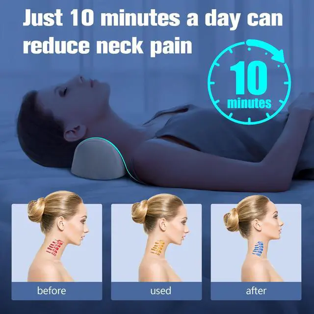 Alt view image 7 of 7 - Small Neck Stretcher Pillow for Pain Relief, Soft Cervical Traction Device Neck Mild Support Pillow Memory Foam Cervical Neck Orthopedic Pillow for Tension Muscle Relax Relief (Grey)