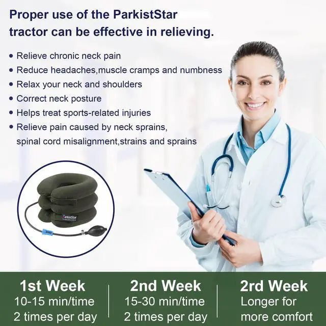 Alt view image 7 of 7 - Cervical Neck Traction Device,inflatable neck extended version of the traction stand, relieve neck pain and shoulder pain, and effectively correct poor sitting posture (including health care tutorial)