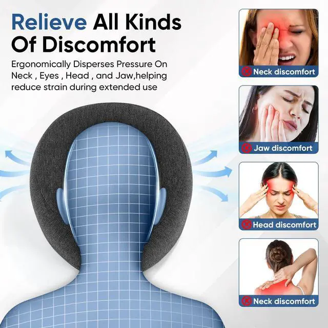 Alt view image 6 of 7 - Face Down Adjustable Memory Foam Pillow with 2 Air Vents - Stomach Sleep & Post-Eye Surgery Headrest with Massage Cushion for Recovery (Dark Gray, Medium)