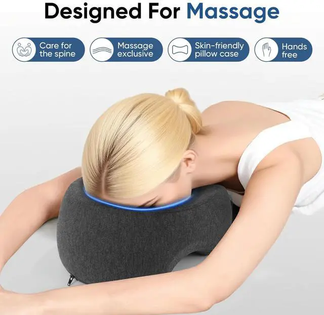 Alt view image 7 of 7 - Face Down Adjustable Memory Foam Pillow with 2 Air Vents - Stomach Sleep & Post-Eye Surgery Headrest with Massage Cushion for Recovery (Dark Gray, Medium)
