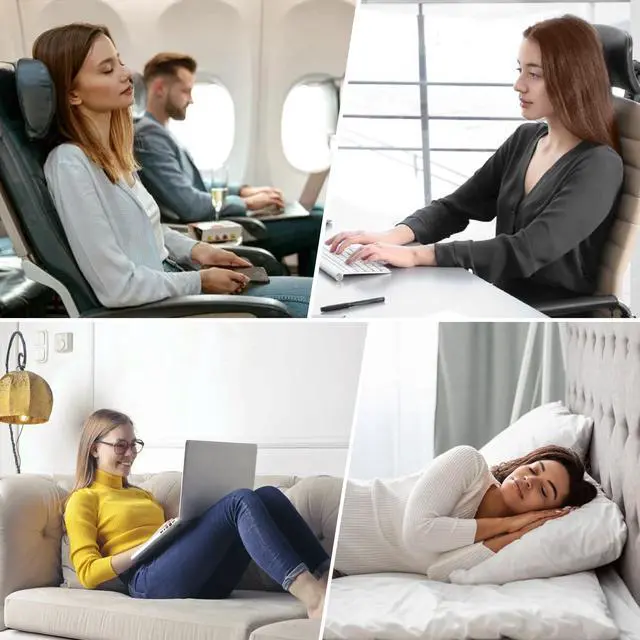 Alt view image 6 of 6 - Inflatable Round Neck Pillow Cervical Roll Pillow Cylinder Bolster Pillow for Head, Neck, Back, Legs and Yoga, Grey4.92 * 14.96