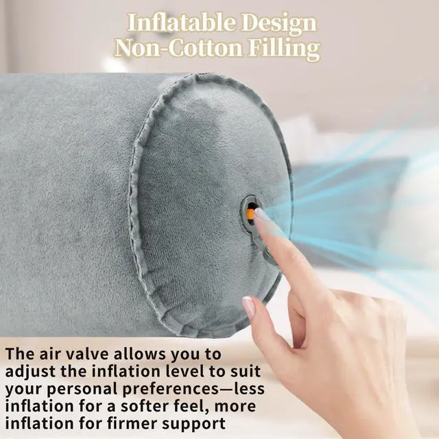 Alt view image 4 of 7 - Inflatable Neck Pillow, Round Neck Pillows Support, Travel Pillow for Sleeping, Bolster Pillow for Bed, Legs and Back- Travel Essentials4.9 x 11.8 inch