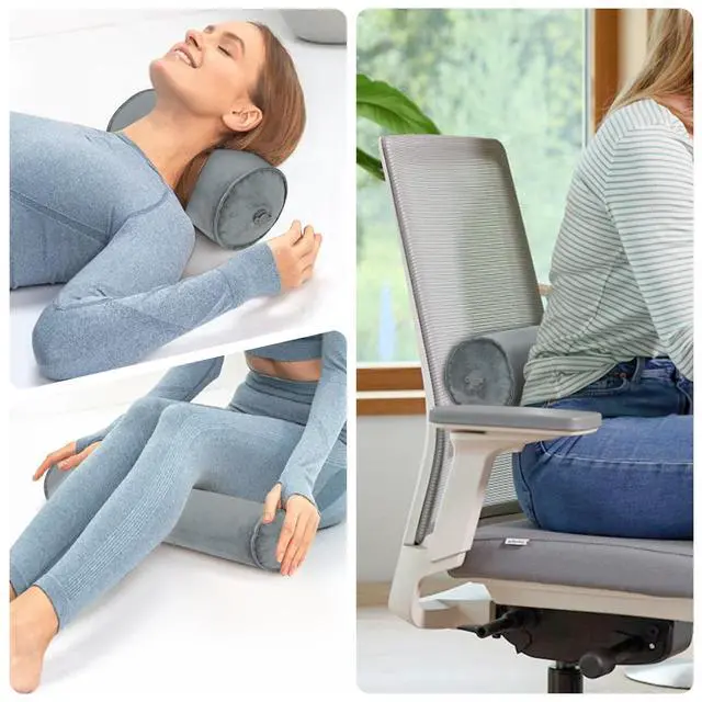 Alt view image 5 of 7 - Inflatable Neck Pillow, Round Neck Pillows Support, Travel Pillow for Sleeping, Bolster Pillow for Bed, Legs and Back- Travel Essentials4.9 x 11.8 inch