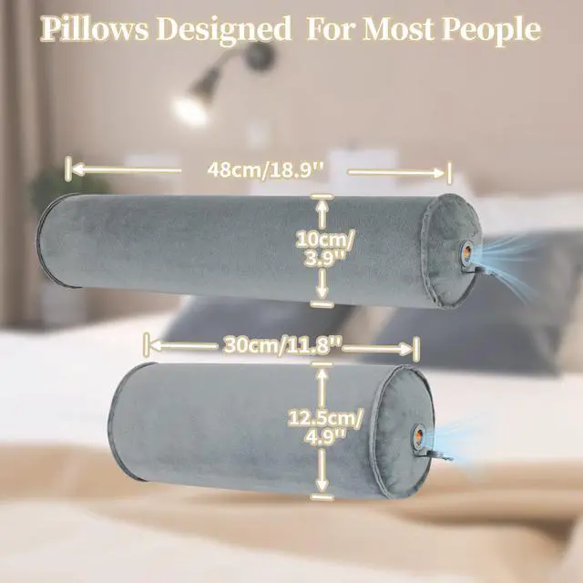 Alt view image 2 of 7 - Inflatable Neck Pillow, Round Neck Pillows Support, Travel Pillow for Sleeping, Bolster Pillow for Bed, Legs and Back- Travel Essentials4.9 x 11.8 inch