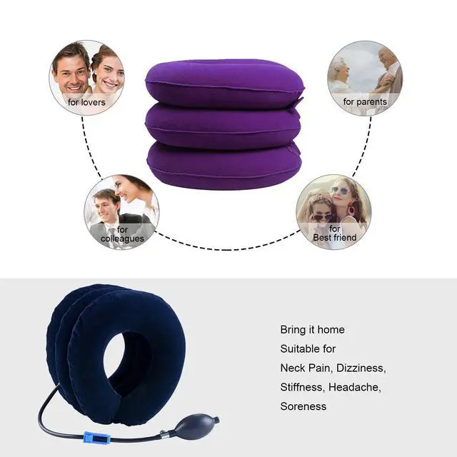 Alt view image 4 of 7 - Cervical Neck Traction Device Inflatable Neck Stretcher, Easy to Use for Chronic Neck and Shoulder Pain Relief Traction Spine Alignment, Neck Cervical BracePurple