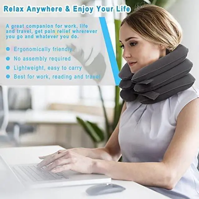 Alt view image 3 of 7 - Cervical Neck Traction Device for Instant Neck Pain Relief - Inflatable & Adjustable Neck Stretcher Neck Support Brace, Neck Traction Pillow for Home Use Neck Decompression
