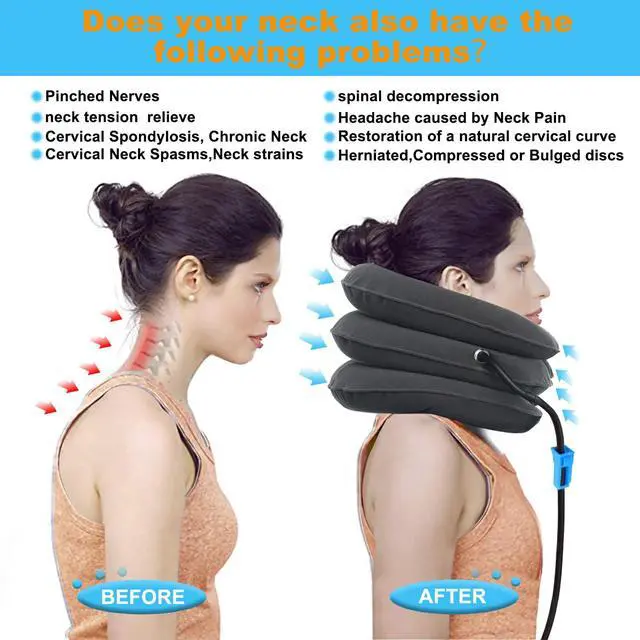 Alt view image 4 of 7 - Cervical Neck Traction Device for Instant Neck Pain Relief - Inflatable & Adjustable Neck Stretcher Neck Support Brace, Neck Traction Pillow for Home Use Neck Decompression