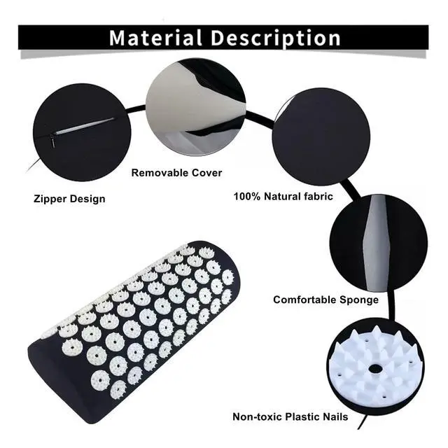 Alt view image 2 of 7 - Acupressure Massage Pillow Acupuncture Massager for Neck Back Head Pain Relief,Black