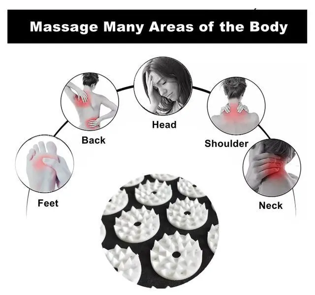 Alt view image 3 of 7 - Acupressure Massage Pillow Acupuncture Massager for Neck Back Head Pain Relief,Black