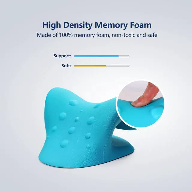 Alt view image 6 of 7 - Neck Stretcher for Neck Pain Relief, Neck and Shoulder Relaxer Cervical Traction Device Pillow for TMJ Pain Relief and Muscle Relax, Cervical Spine Alignment Chiropractic Pillow (Blue)