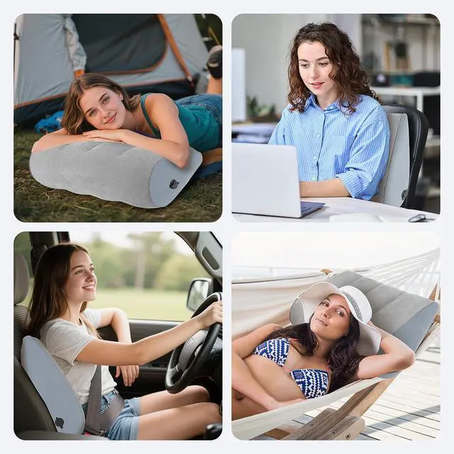 Alt view image 2 of 6 - 2 Pack Portable Inflatable Wedge Pillow,Body Positioner for Sleep Support, Adjustable Travel Pillow - Lightweight Bed/Leg Support Pillow, Fast Inflationfor Home Outdoor Travel