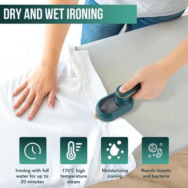 Alt view image 2 of 5 - Portable Steam Iron - 2023 New Travel Mini Steam Iron, Portable Micro Small Iron Dry & Wet Ironing Machine, Steamer for Clothes Size, Foldable Handheld Iron and All in One (Green)
