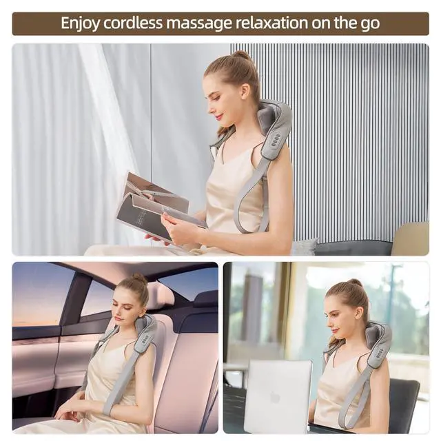 Alt view image 7 of 7 - Cordless Shiatsu Neck and Shoulder Massager with Heat 6D Kneading Massage, Deep Tissue Pain Relief for Trapezius, Rechargeable, Brushless Motor