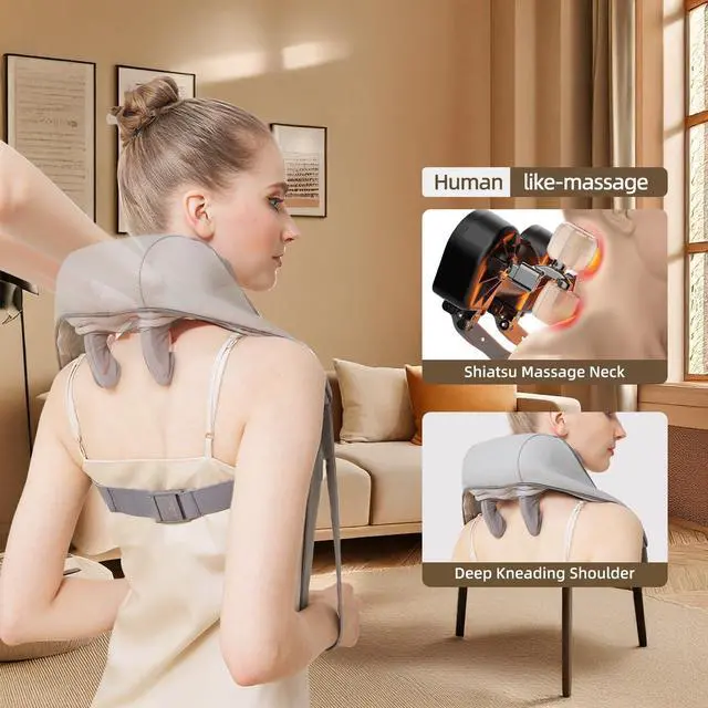 Alt view image 2 of 7 - Cordless Shiatsu Neck and Shoulder Massager with Heat 6D Kneading Massage, Deep Tissue Pain Relief for Trapezius, Rechargeable, Brushless Motor