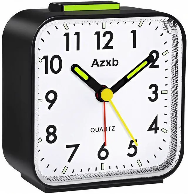 Main image of Analog Alarm Clock, Silent No Ticking Battery Operated Travel Alarm Clock with Night Light, Snooze, Loud Alarm, Luminous, Quiet Small Desk Clock for Bedrooms Deep Sleeper Adults Kids, Easy Set