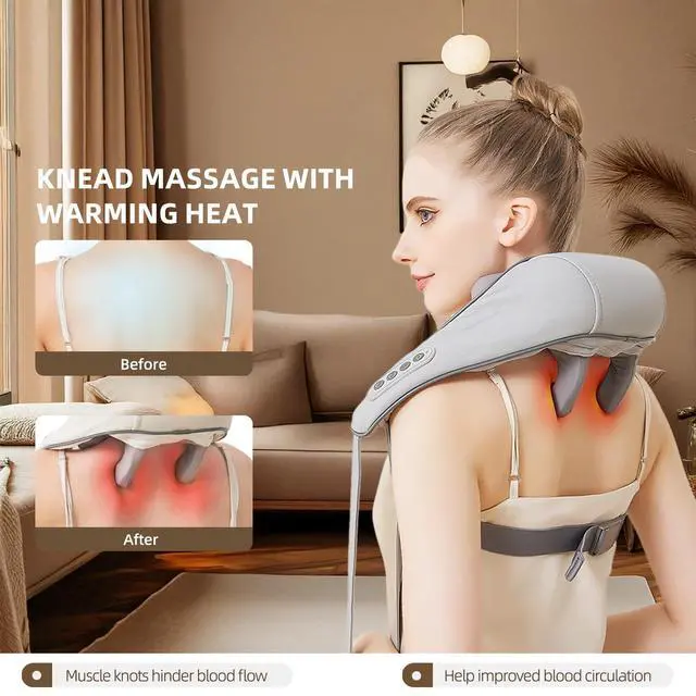 Alt view image 6 of 7 - Cordless Shiatsu Neck and Shoulder Massager with Heat 6D Kneading Massage, Deep Tissue Pain Relief for Trapezius, Rechargeable, Brushless Motor