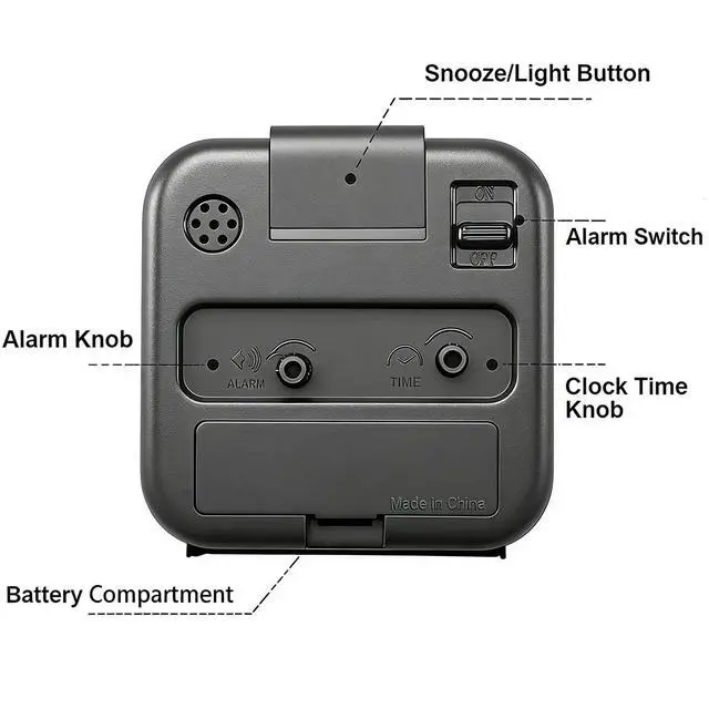 Alt view image 6 of 7 - Analog Alarm Clock, Silent No Ticking Battery Operated Travel Alarm Clock with Night Light, Snooze, Loud Alarm, Luminous, Quiet Small Desk Clock for Bedrooms Deep Sleeper Adults Kids, Easy Set