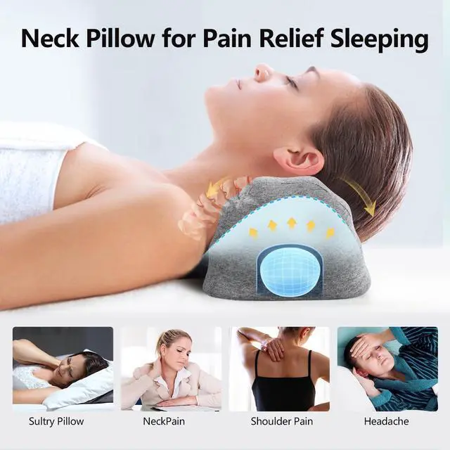 Alt view image 2 of 7 - Neck Pillows for Pain Relief Sleeping, Neck Roll Pillow Neck Cervical Pillows for Stiff Neck Pain Relief Bed Pillow Height and Firm Adjustable