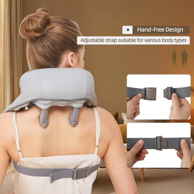 Alt view image 5 of 7 - Cordless Shiatsu Neck and Shoulder Massager with Heat 6D Kneading Massage, Deep Tissue Pain Relief for Trapezius, Rechargeable, Brushless Motor