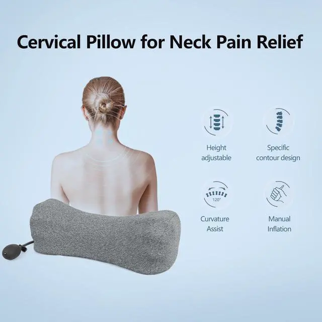 Alt view image 6 of 7 - Neck Pillows for Pain Relief Sleeping, Neck Roll Pillow Neck Cervical Pillows for Stiff Neck Pain Relief Bed Pillow Height and Firm Adjustable