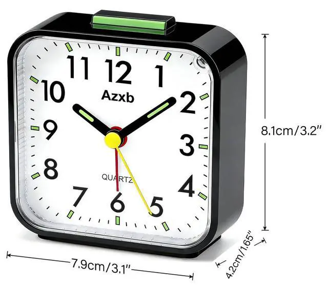 Alt view image 7 of 7 - Analog Alarm Clock, Silent No Ticking Battery Operated Travel Alarm Clock with Night Light, Snooze, Loud Alarm, Luminous, Quiet Small Desk Clock for Bedrooms Deep Sleeper Adults Kids, Easy Set
