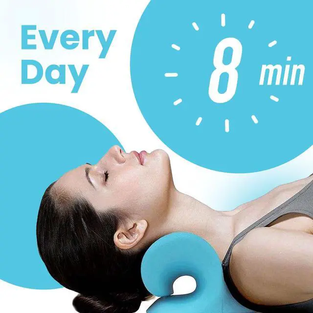 Alt view image 2 of 6 - Gstrlinen Neck & Shoulder Relaxer Cervical Traction Device for TMJ Relief, Chiropractic Neck Stretcher Pillow for Cervical Spine Alignment and Tension Release (Blue)