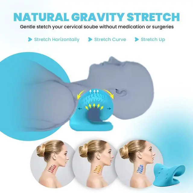 Alt view image 4 of 6 - Gstrlinen Neck & Shoulder Relaxer Cervical Traction Device for TMJ Relief, Chiropractic Neck Stretcher Pillow for Cervical Spine Alignment and Tension Release (Blue)
