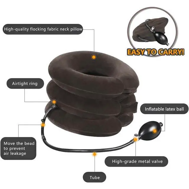 Alt view image 5 of 7 - Cervical Neck Traction Device for Instant Neck Pain Relief - Inflatable & Adjustable Neck Stretcher Neck Support Brace, Neck Traction Pillow for Home Use Neck Decompression (Classic Gray)