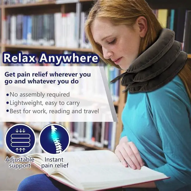 Alt view image 4 of 7 - Cervical Neck Traction Device for Instant Neck Pain Relief - Inflatable & Adjustable Neck Stretcher Neck Support Brace, Neck Traction Pillow for Home Use Neck Decompression (Classic Gray)