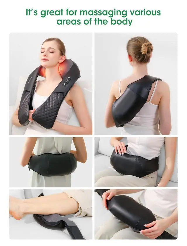 Alt view image 7 of 7 - Shiatsu Neck and Back Massager with Heat for Pain Relief Deep Tissue, YoooJOY Electric 4D Kneading Massage Pillow for Shoulder, Leg, Body Muscles, Home/Office/Car Use, Best Gifts for Men/Women/Mom/Dad