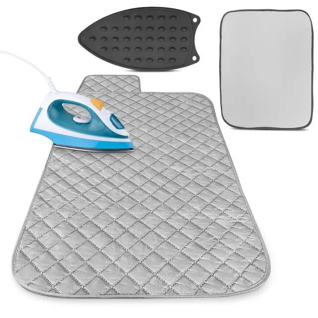 Main image of 3-in-1 Portable Ironing Mat for Table Top, Washer & Dryer with Magnetic Edges - 39.8"x18.3" Ironing Pad, 4-Layer Heat Protection, Silicone Iron Rest Pad - Heat Resistant Surface for Quilting & Travel