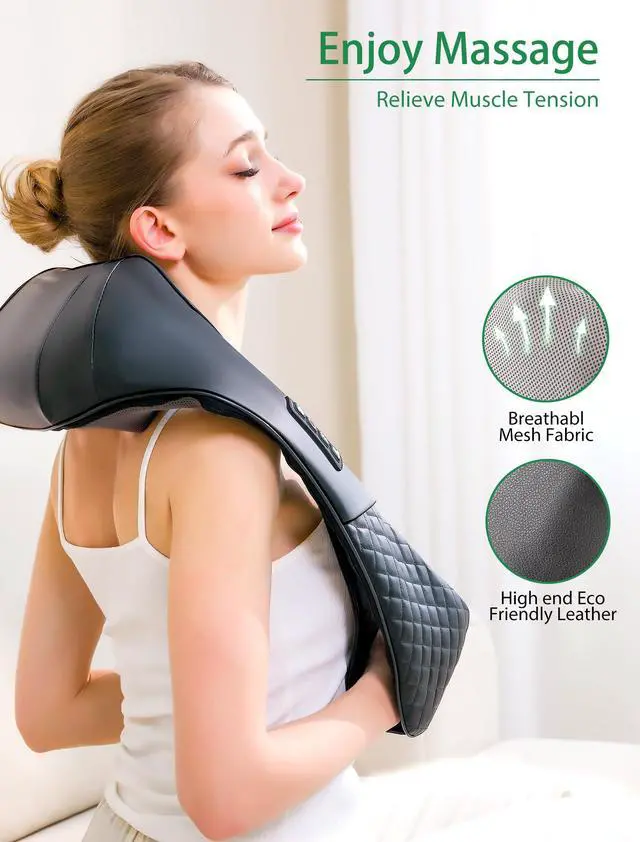 Alt view image 3 of 7 - Shiatsu Neck and Back Massager with Heat for Pain Relief Deep Tissue, YoooJOY Electric 4D Kneading Massage Pillow for Shoulder, Leg, Body Muscles, Home/Office/Car Use, Best Gifts for Men/Women/Mom/Dad
