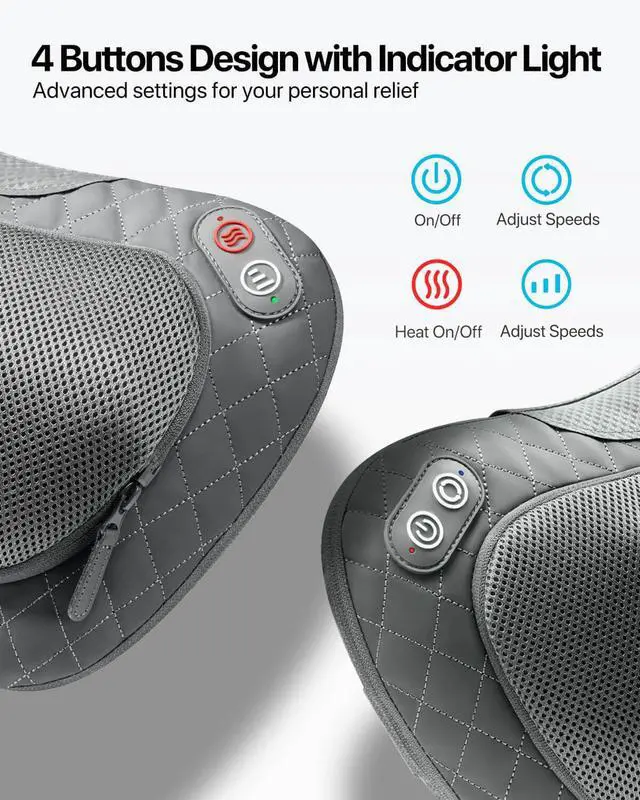 Alt view image 5 of 7 - Shiatsu Neck and Back Massager with Soothing Heat,3D Kneading Massage Pillow for Muscle Pain Relief, Use Unplugged,Detachable Cover,Gifts for Women Men Mom Dad