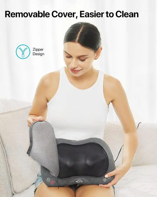 Alt view image 4 of 7 - Shiatsu Neck and Back Massager with Soothing Heat,3D Kneading Massage Pillow for Muscle Pain Relief, Use Unplugged,Detachable Cover,Gifts for Women Men Mom Dad