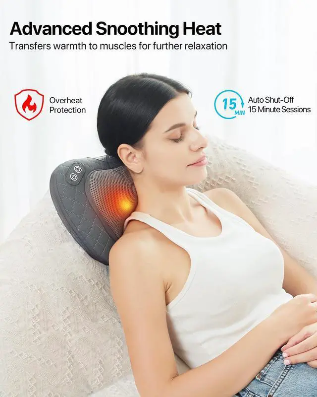Alt view image 3 of 7 - Shiatsu Neck and Back Massager with Soothing Heat,3D Kneading Massage Pillow for Muscle Pain Relief, Use Unplugged,Detachable Cover,Gifts for Women Men Mom Dad