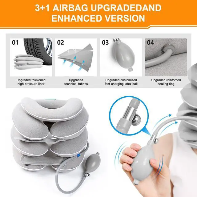 Alt view image 5 of 7 - Cervical Neck Traction Device for Home Use, Inflatable Neck Stretcher for Instant Neck Pain Relief, Adjustable Neck Support Brace, Neck Decompression, Neck Extender