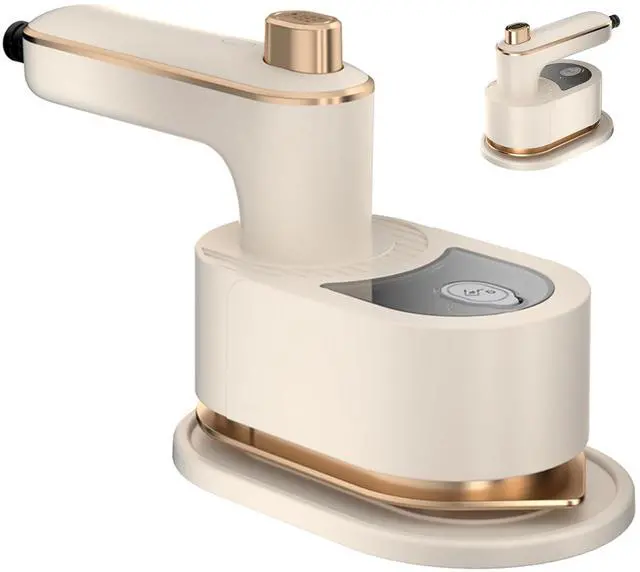 Main image of Travel Steamer Iron, Mini Portable Steam Ironing Machine with 30S Quick Preheating, A Must-have Multi Angle Iron with Rotating Handle for Travel, University Dormitories, Offices & Homes (Beige)