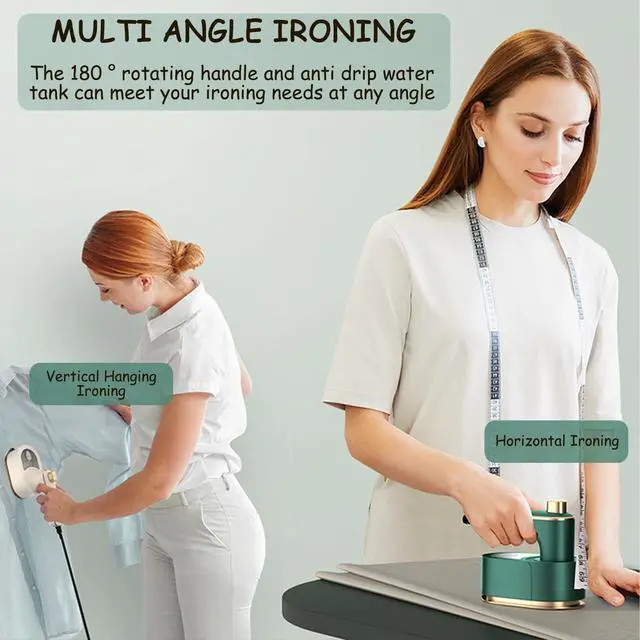 Alt view image 3 of 7 - Travel Steamer Iron, Mini Portable Steam Ironing Machine with 30S Quick Preheating, A Must-have Multi Angle Iron with Rotating Handle for Travel, University Dormitories, Offices & Homes (Beige)