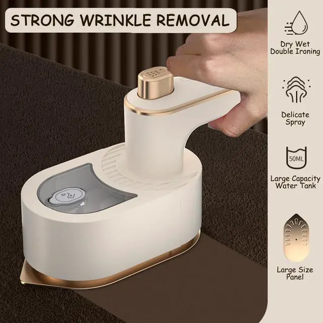 Alt view image 2 of 7 - Travel Steamer Iron, Mini Portable Steam Ironing Machine with 30S Quick Preheating, A Must-have Multi Angle Iron with Rotating Handle for Travel, University Dormitories, Offices & Homes (Beige)