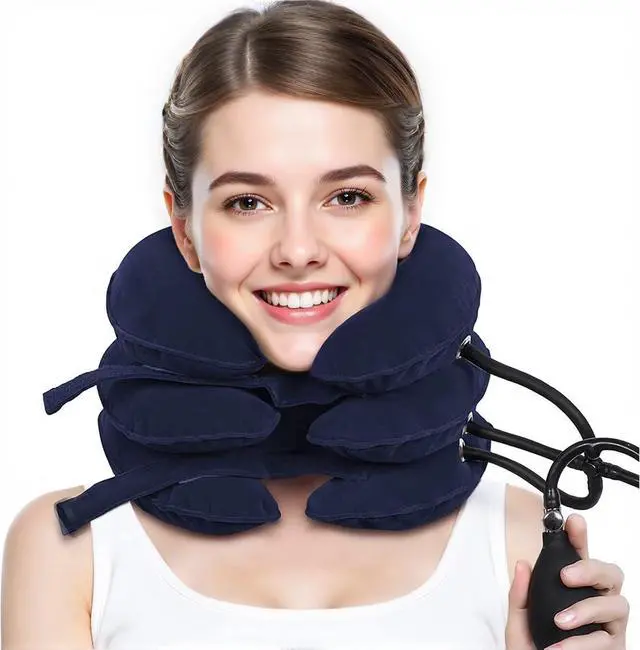 Main image of Neck Stretcher, Cervical Traction Device, Neck Traction Device for Neck Pain Relief, Adjustable Inflatable Neck Stretcher Cervical Traction and Neck Brace, Neck Decompression Home Use (Blue)
