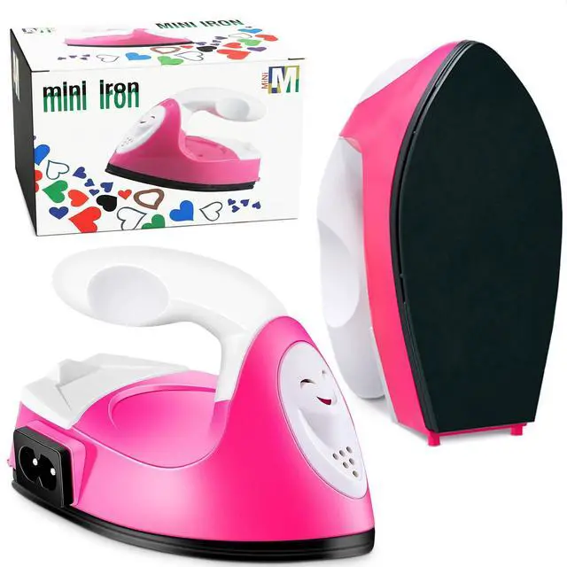 Main image of Mini Iron for Crafting 2.5" x 3.9" Cute Mini Craft Iron for Patches, Sewing, Quilting with Quick Heat-Up Ceramic Plate & 59" Cord Designed for Ironing Patches, Bling, and Small Craft Projects