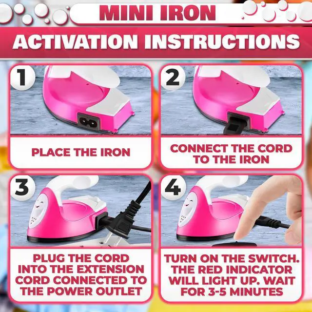 Alt view image 5 of 7 - Mini Iron for Crafting 2.5" x 3.9" Cute Mini Craft Iron for Patches, Sewing, Quilting with Quick Heat-Up Ceramic Plate & 59" Cord Designed for Ironing Patches, Bling, and Small Craft Projects
