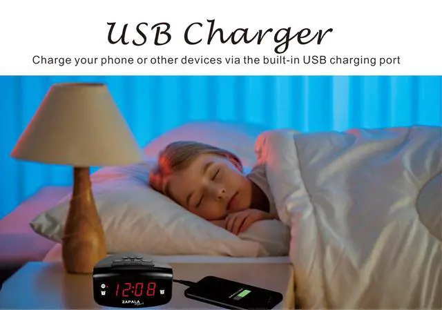 Alt view image 5 of 7 - Alarm Clock for Bedroom, 2 Alarms Loud LED Bright Display Plug in Simple Basic Digital Clock with USB Charging Port, Adjustable Volume, Dimmable, Snooze for Deep Sleepers Kids Elderly