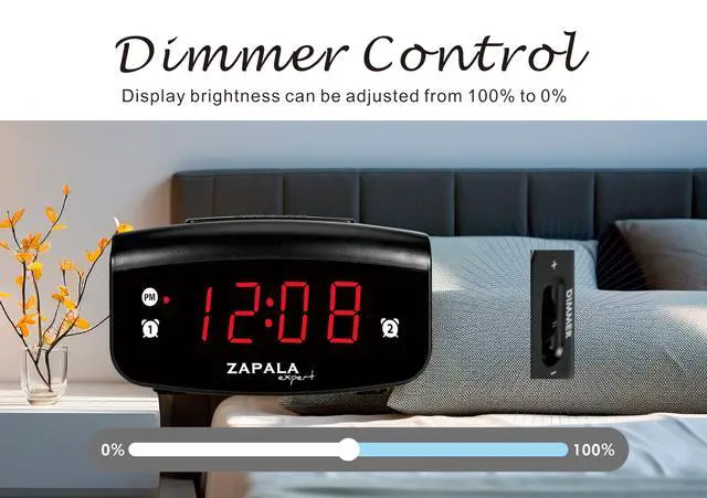 Alt view image 4 of 7 - Alarm Clock for Bedroom, 2 Alarms Loud LED Bright Display Plug in Simple Basic Digital Clock with USB Charging Port, Adjustable Volume, Dimmable, Snooze for Deep Sleepers Kids Elderly