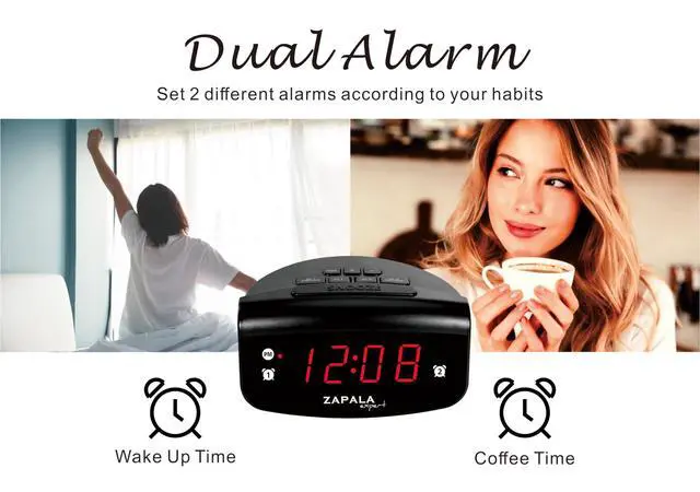 Alt view image 2 of 7 - Alarm Clock for Bedroom, 2 Alarms Loud LED Bright Display Plug in Simple Basic Digital Clock with USB Charging Port, Adjustable Volume, Dimmable, Snooze for Deep Sleepers Kids Elderly